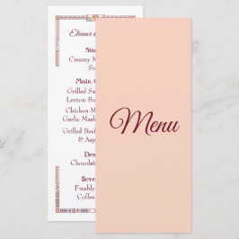 Menu Casamento de conto de fadas Art Déco