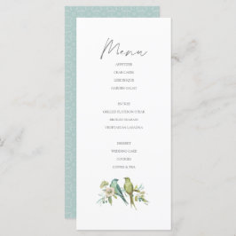 Menu Casamento de Cor de Água Botânica de Aves Verdes A