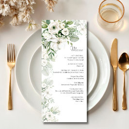 Menu Casamento de cor-de-água com rosa floral verde-poe