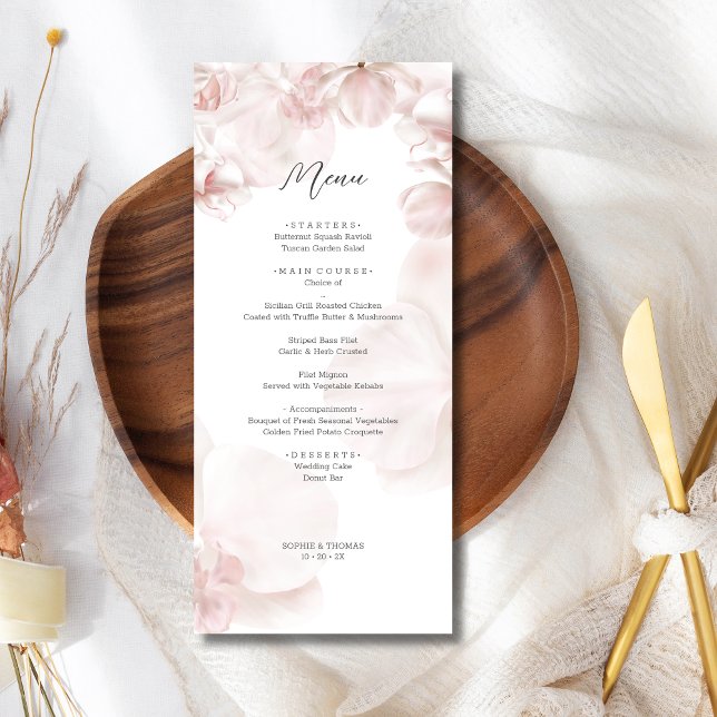 Menu Casamento de cor-de-água-rosa com orquídea (Criador carregado)