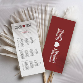Menu Casamento de Coração Minimalista