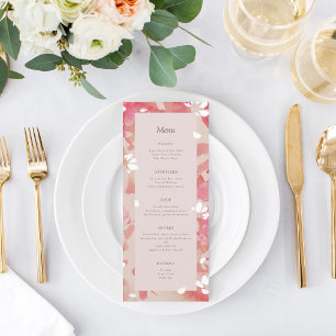 Menu Casamento de Coral de Escamudo Floral Rosa-Cor-de-