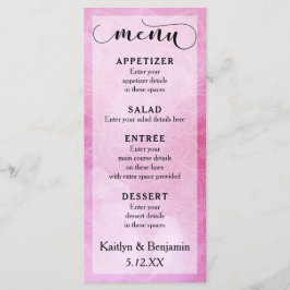 Menu Casamento de Cores d'Água e Mandala cor-de-ro