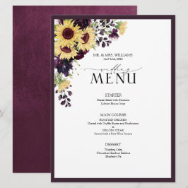 Menu Casamento de Cores de Cobra Solar Púrpura de Plum