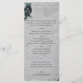Menu Casamento de Coruja Gótica Azul Posh