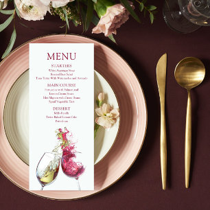 Menu Casamento de dança de vinho tinto e branco