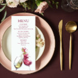 Menu Casamento de Dança de Vinho Vermelho e Branco Eleg<br><div class="desc">Esta design de cardápio apresenta um copo de vinho branco e uma ilustração de vinho tinto com um homem e uma mulher dançando criados de vinho. Simples, mas elegante, com texto marrom sobre fundo branco. Adicione os detalhes do evento editando o texto nas caixas de texto fornecidas. Perfeito para casamentos...</div>