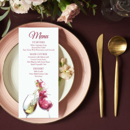 Menu Casamento de Dança de Vinho Vermelho e Branco Eleg