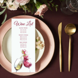 Menu Casamento de Dança de Vinho Vermelho e Branco Eleg