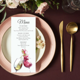 Menu Casamento de Dança de Vinho Vermelho e Branco Eleg