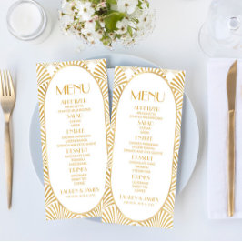 Menu Casamento de Deco Geométrico Dourado Elegante