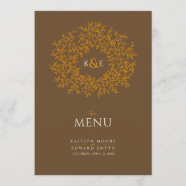 Menu Casamento de desenho de monograma de folha de lara