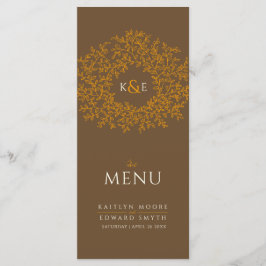 Menu Casamento de desenho de monograma de folha de lara