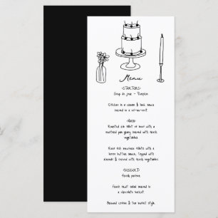Menu Casamento de Desenhos Negros Desenhados à Mão