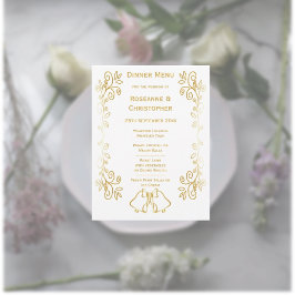 Menu Casamento de Design de Corda Dourada com Bells