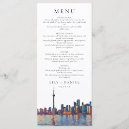 Menu Casamento de Destino com Aquarela da Silhueta de T