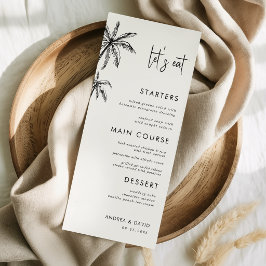 Menu Casamento de Destino com Palmeira Desenhada à Mão