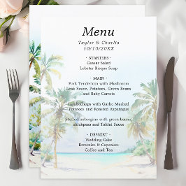Menu Casamento de Destino de Praia Tropical