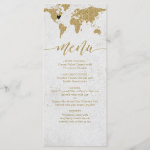Menu Casamento de Destino do Mapa do Mundo de Folh