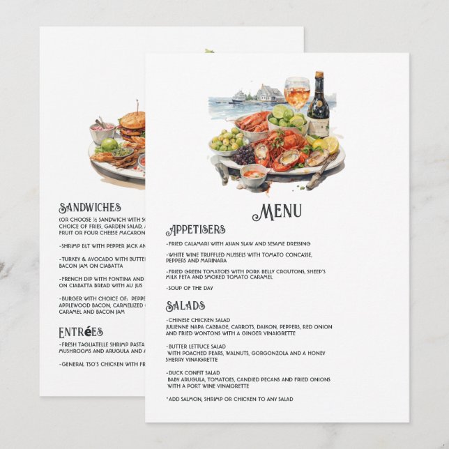 Menu Casamento de destino em Newport, Rhode Island (Frente/Verso)
