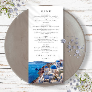 Menu Casamento de Destino em Santorini Grécia aquarela