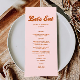 Menu Casamento de Disco Vermelho Cor-de-Rosa Laranja Re
