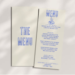 Menu Casamento de Diversão Azul Desenhado à Mão