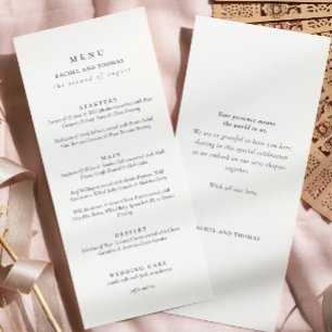 Menu Casamento de Dois Lados do Script Branco preto Ele