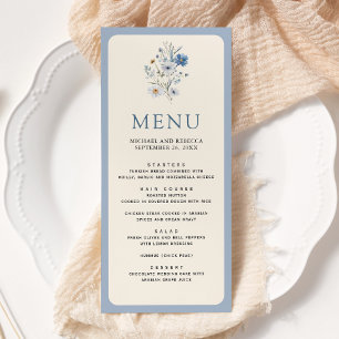 Menu Casamento de Dusty Blue Boho Wildflower