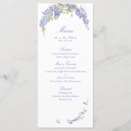 Menu Casamento de Escrita Botânica de Wisteria Roxo Ele