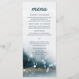 Menu Casamento de Estrelas Douradas da Galaxy Blue