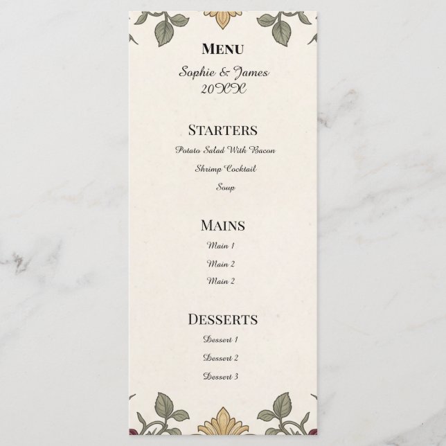 Menu Casamento de Eucalipto no Jardim (Frente)