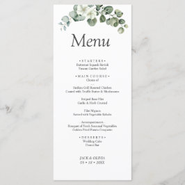 Menu Casamento de Eucalyptus aquarela Rustic Greenery