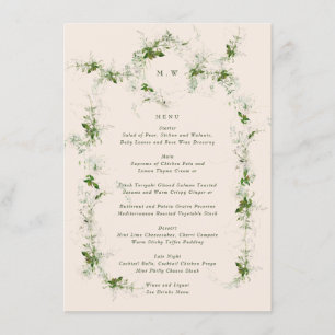 Menu Casamento de Eucalyptus Cream, um Monograma, com M