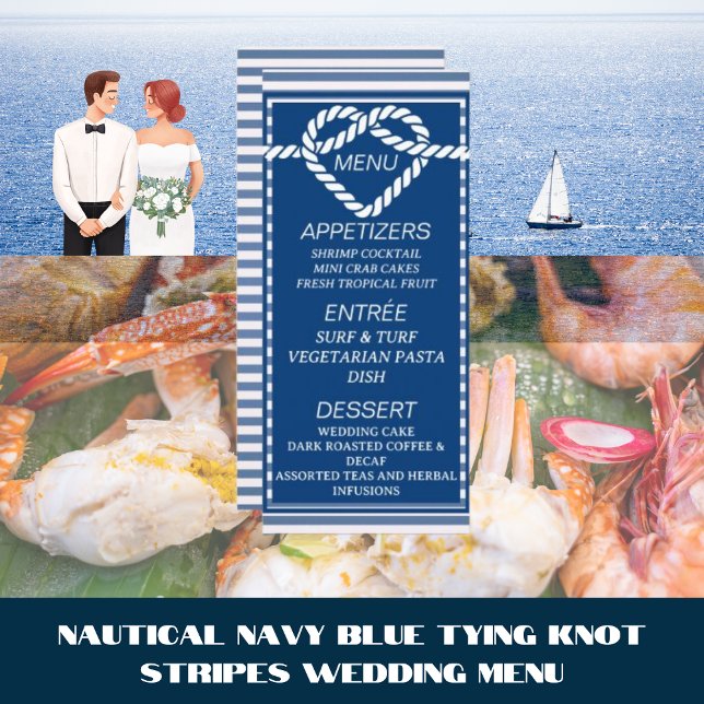 Menu Casamento de faixas de Marinho Azul Azul (Criador carregado)