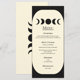 Menu Casamento de Fase Lunar Luxo Preto e Creme