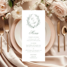 Menu Casamento de Ferida Botânica em Monograma Verde Sa