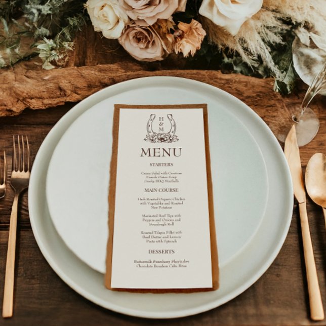 Menu Casamento de ferradura e floral no oeste (Criador carregado)
