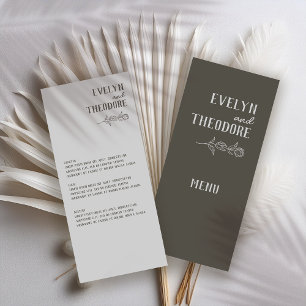 Menu Casamento de Flor de Arte de Linha Neutral Elegant
