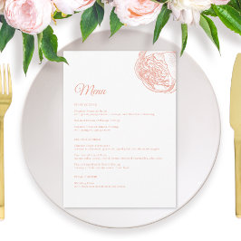 Menu Casamento de Flor de Pênia Rosa Elegante