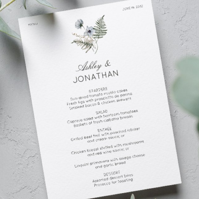 Menu Casamento de Flor Selvagem Russo Moderno Elegante (Criador carregado)