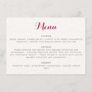 Menu Casamento de Flor Silvestre Boho Laranja Roxo