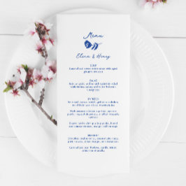 Menu Casamento De Flor Whimsical Desenhado À Mão Azul