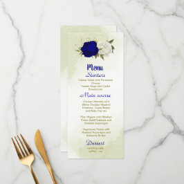 Menu casamento de flores brancas azuis reais