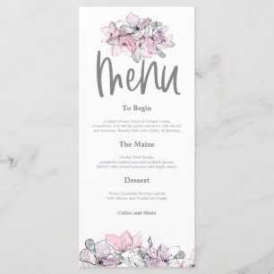 Menu Casamento de Flores de Água Lilac Rosa