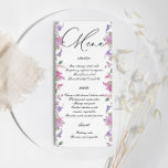 Menu Casamento de Flores de Aquarela Lilac<br><div class="desc">Elegante Lilac Watercolor Flowers Menu de Casamento. Itens correspondentes disponíveis.</div>