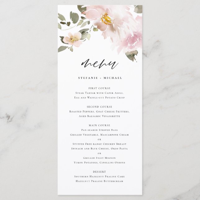 Menu Casamento de Flores de Cobra Aquática Feminina (Frente)