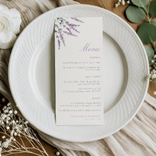 Menu Casamento de Flores de Lilás Minimalista