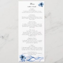 Menu Casamento de Flores de Marinho Azul Elegante Dusty