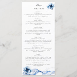 Menu Casamento de Flores de Marinho Azul Elegante Dusty